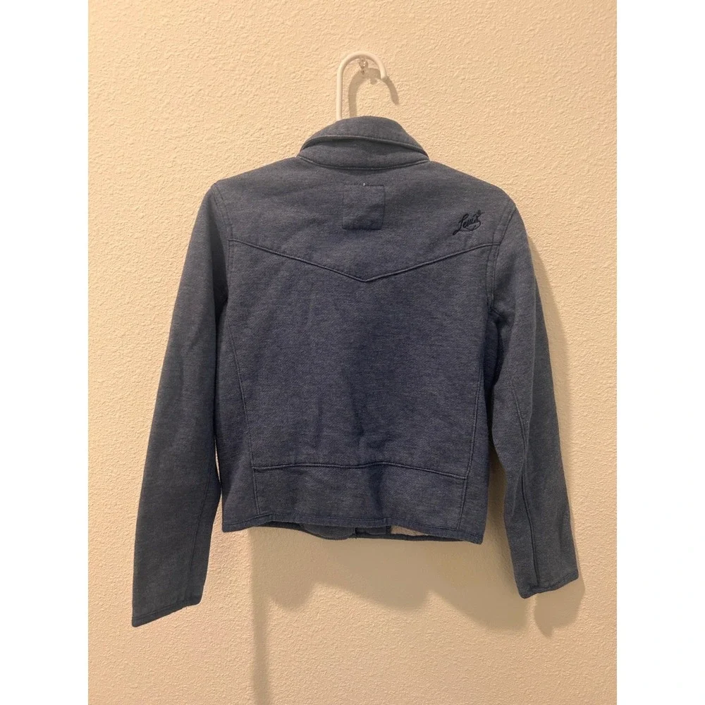 Levis Girls Blue Heather Sherpa Lined Moto Jacket‎ Full Zip Size 6X/7